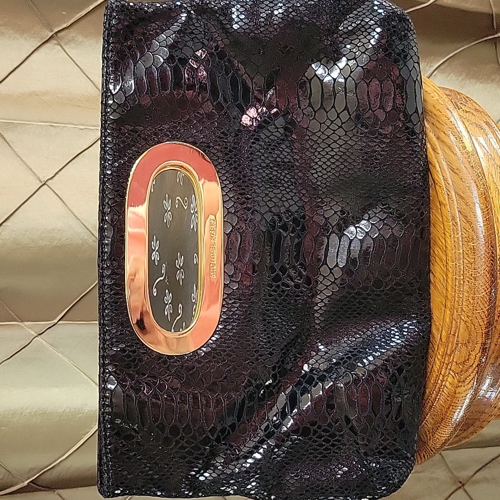 EUC- Michael Kors ‘Berkley’ Python Embossed Leather Clutch - Picture 2 of 8